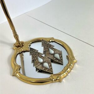 80s Vintage Geometric Triangle Dangle Silver Earrings grunge corp goth